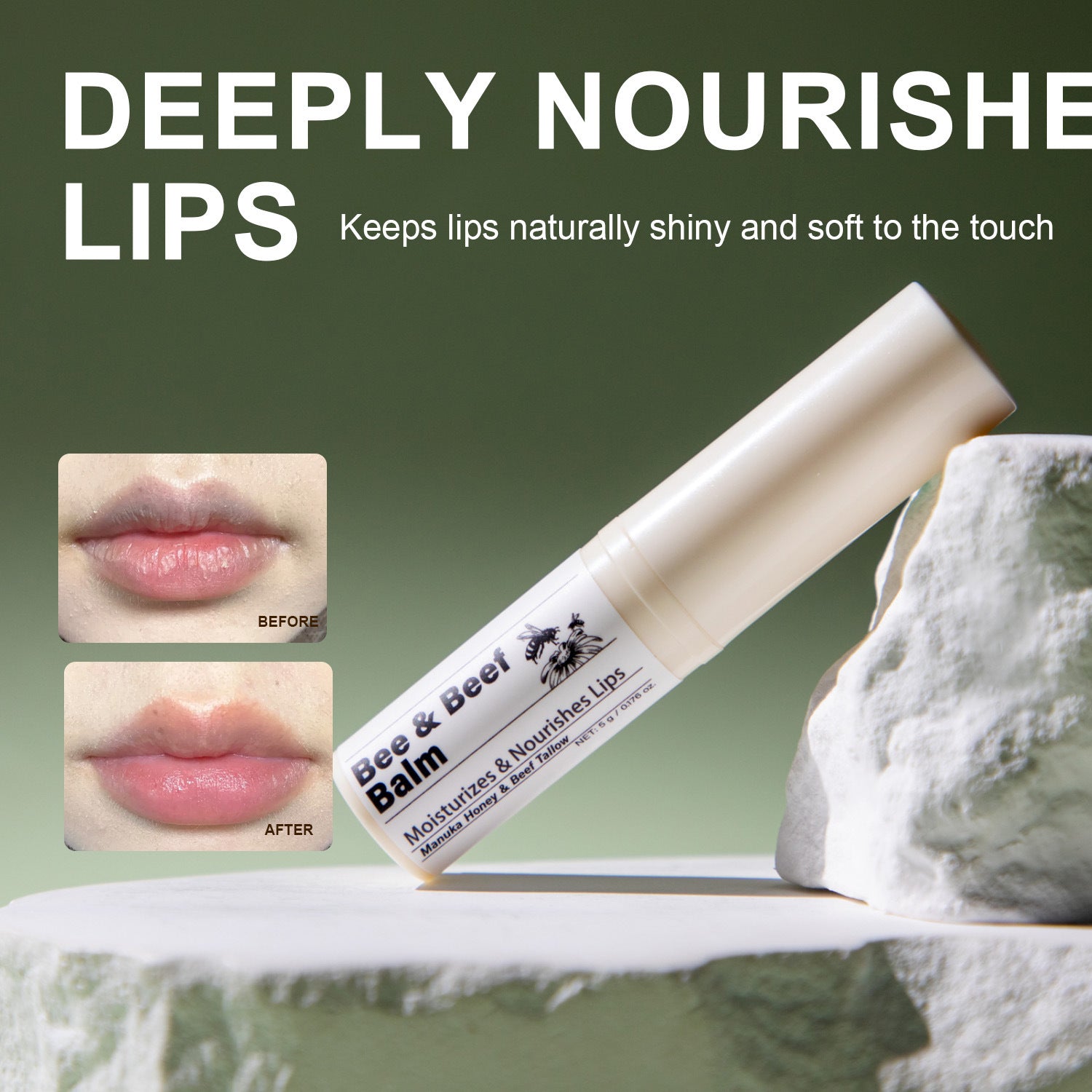 Organic Grass-Fed Beef Tallow Lip Balm • Deep Moisture & Natural Barrier