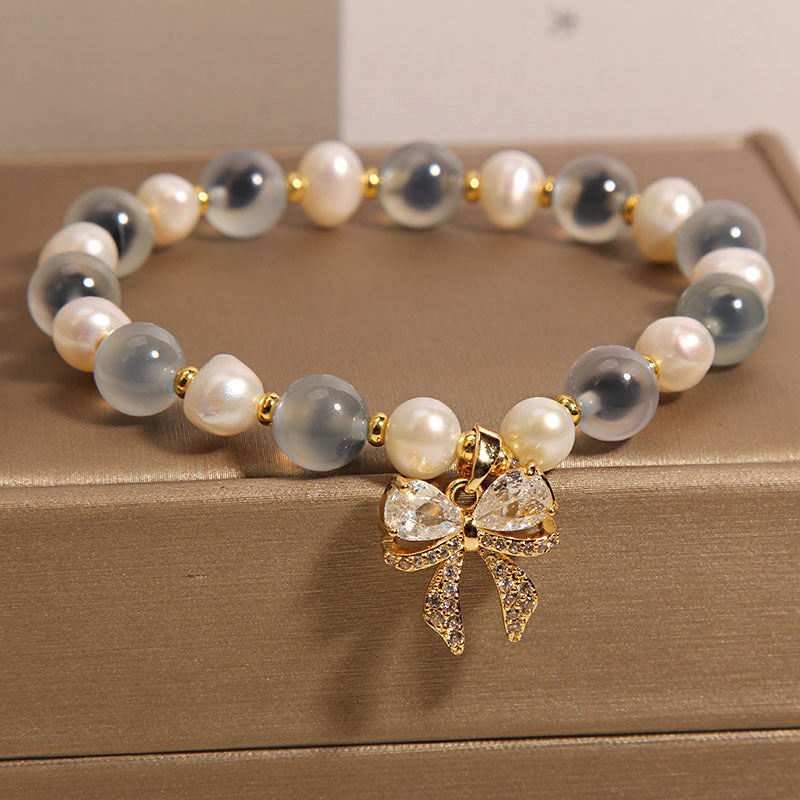 Natural Blue Heart Agate Bracelet • Women’s Light Luxury Jewelry