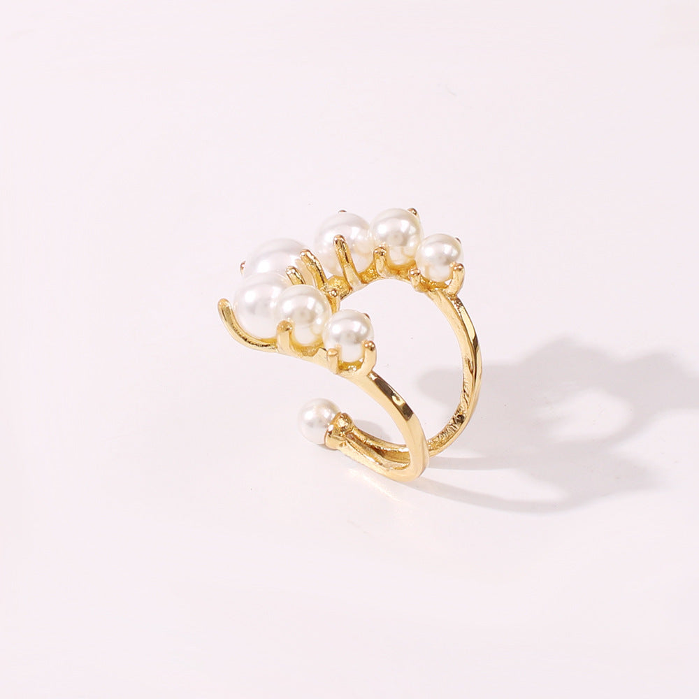 Geometric Pearl Pave Ring • Bold Fashion Statement for Women
