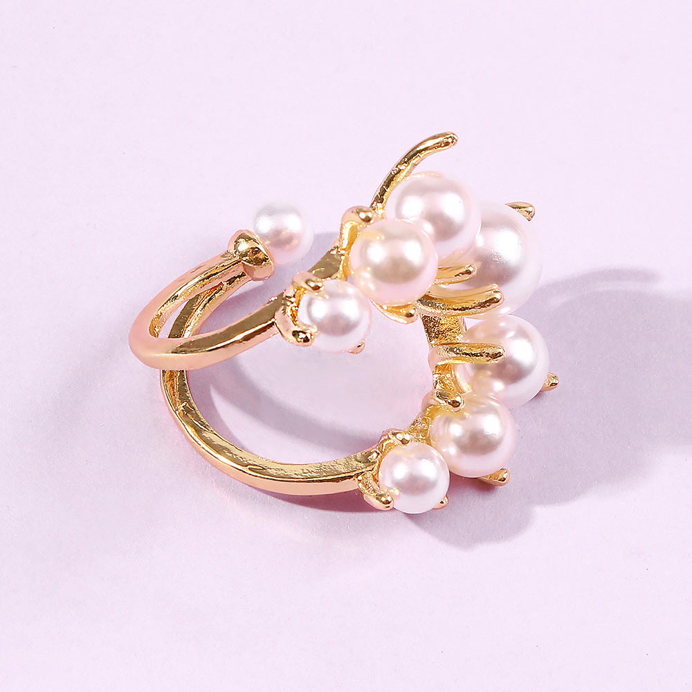Geometric Pearl Pave Ring • Bold Fashion Statement for Women