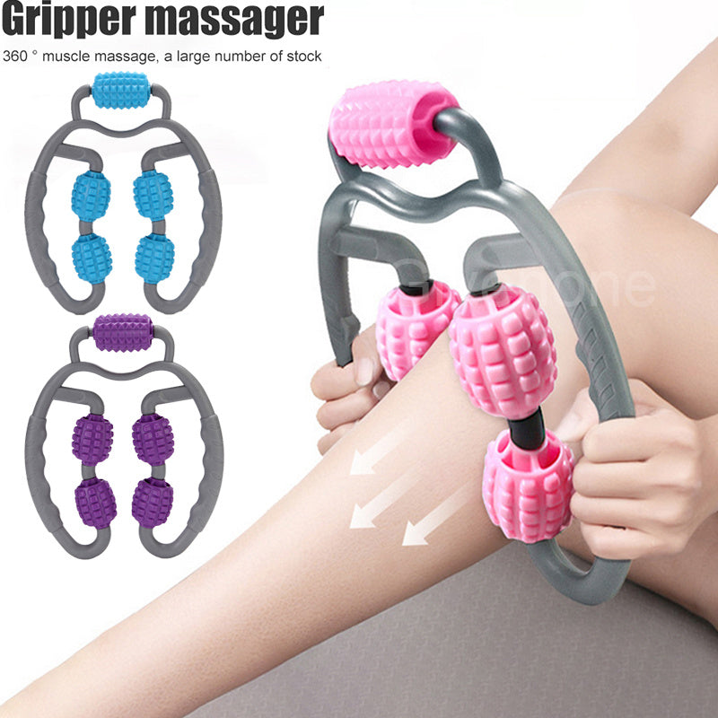 U-Shape Trigger Point Massage Roller • 4-Wheel Full-Body Muscle Relief Tool