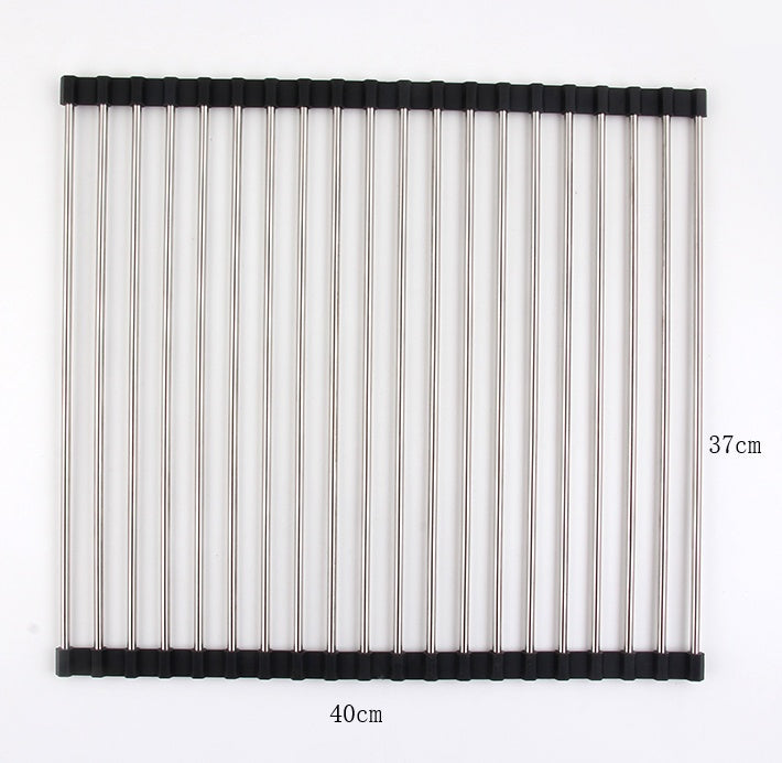 Stainless Steel Folding Kitchen Sink Rack • Space-Saving Dish Drying Tray