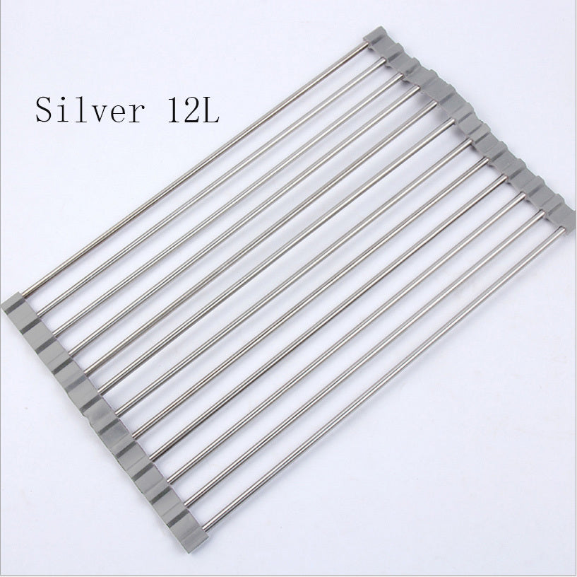 Stainless Steel Folding Kitchen Sink Rack • Space-Saving Dish Drying Tray