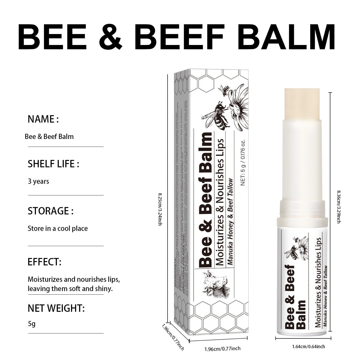 Organic Grass-Fed Beef Tallow Lip Balm • Deep Moisture & Natural Barrier