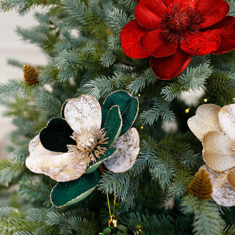 Christmas Flower Ornaments Set • Elegant Floral Tree Decorations for Holiday Cheer