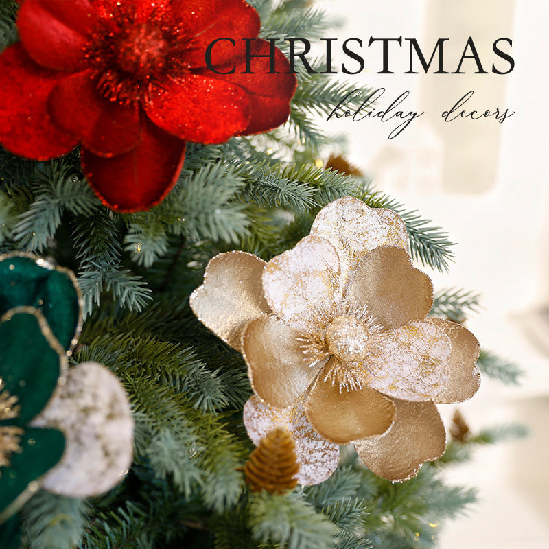 Christmas Flower Ornaments Set • Elegant Floral Tree Decorations for Holiday Cheer
