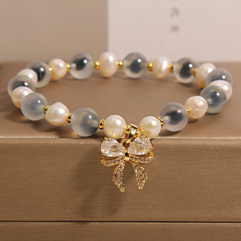 Natural Blue Heart Agate Bracelet • Women’s Light Luxury Jewelry