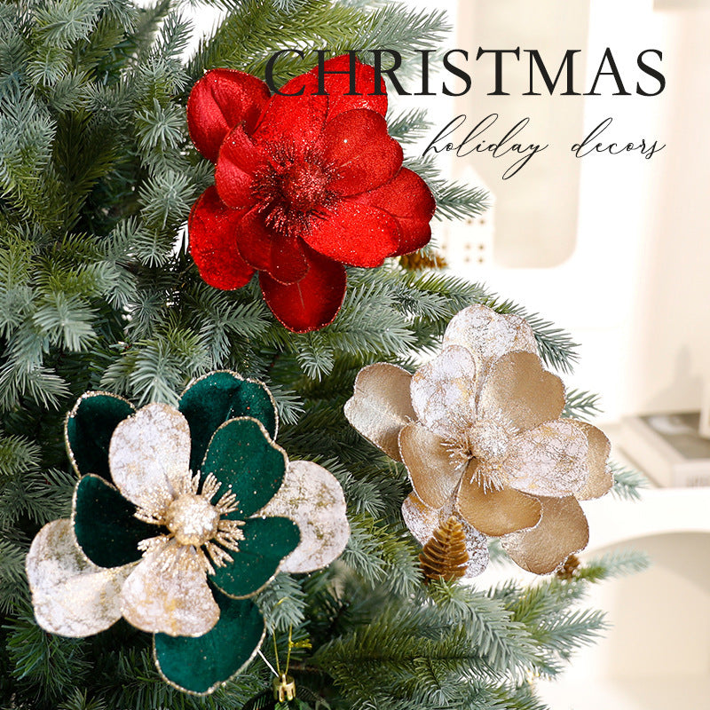 Christmas Flower Ornaments Set • Elegant Floral Tree Decorations for Holiday Cheer