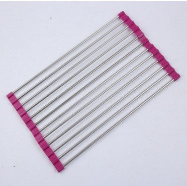 Stainless Steel Folding Kitchen Sink Rack • Space-Saving Dish Drying Tray