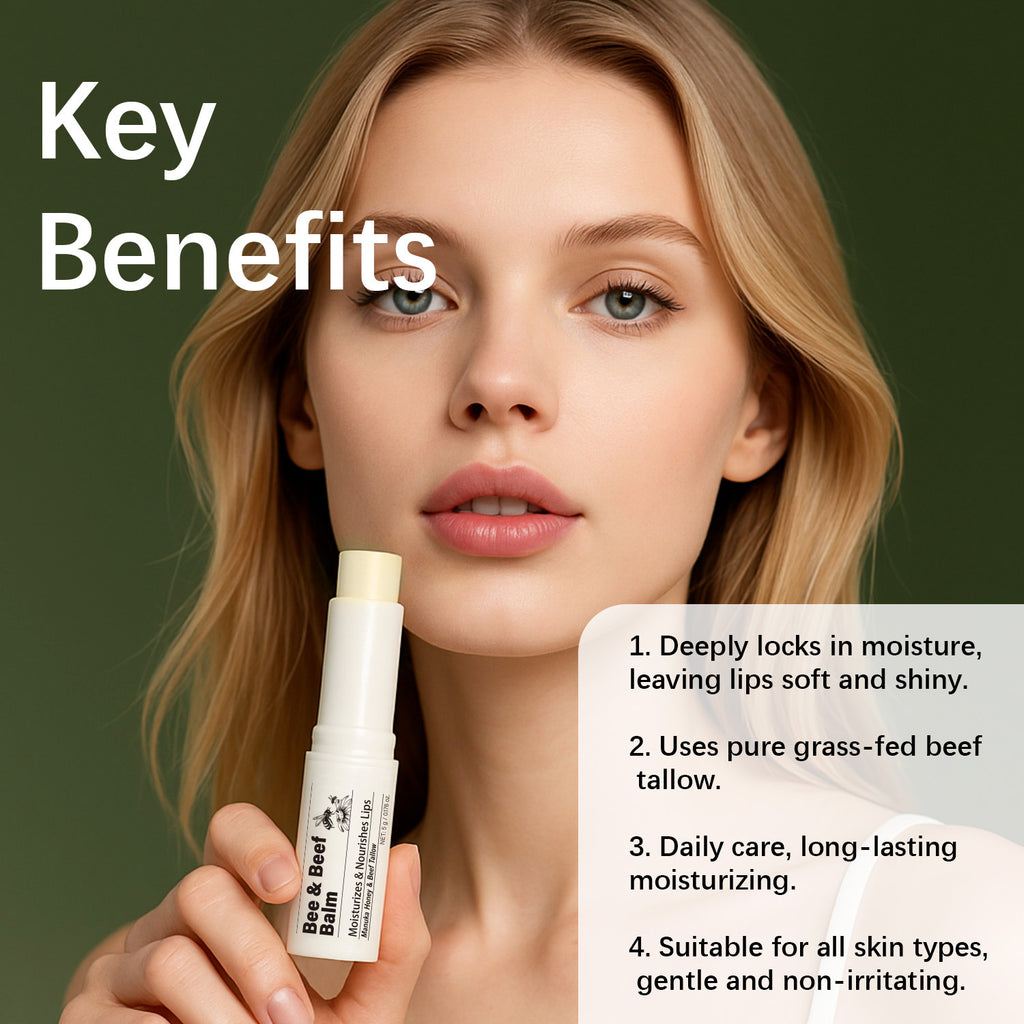Organic Grass-Fed Beef Tallow Lip Balm • Deep Moisture & Natural Barrier