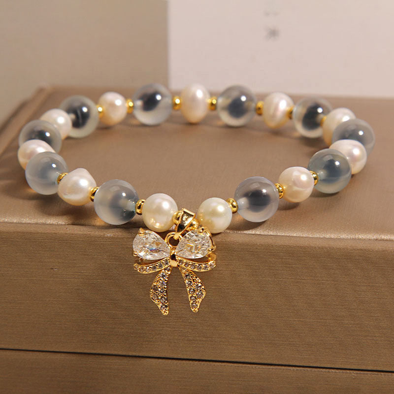 Natural Blue Heart Agate Bracelet • Women’s Light Luxury Jewelry