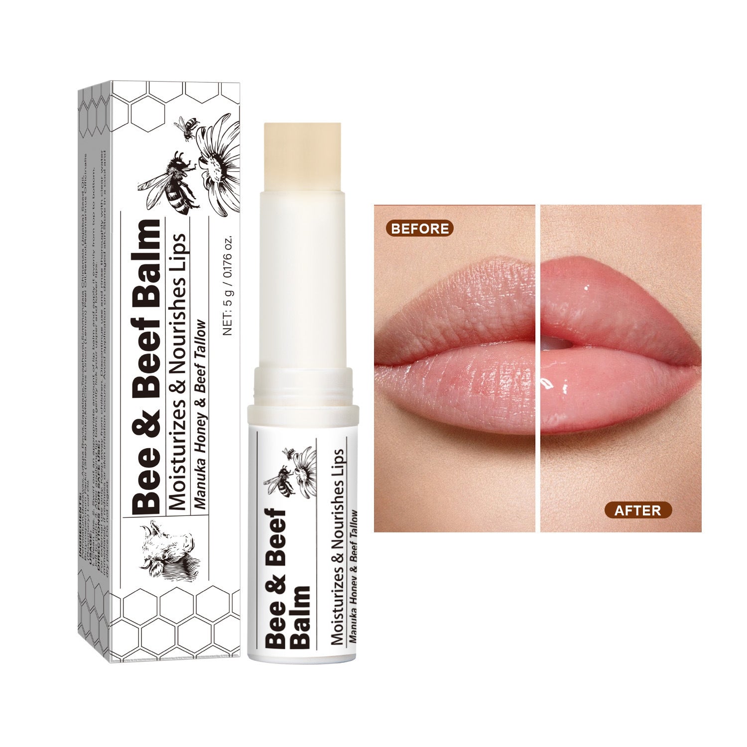 Organic Grass-Fed Beef Tallow Lip Balm • Deep Moisture & Natural Barrier